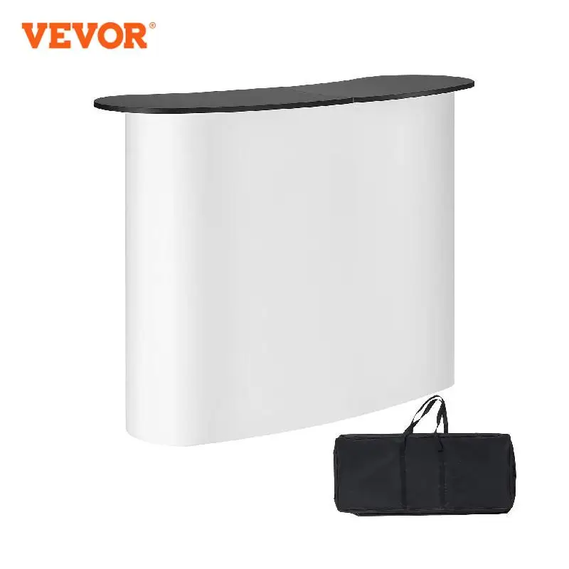 

VEVOR Portable Tradeshow Podium Table Exhibition Counter Stand Booth Fair w/ Wall Foldable Promotion Retail Bar Table for party