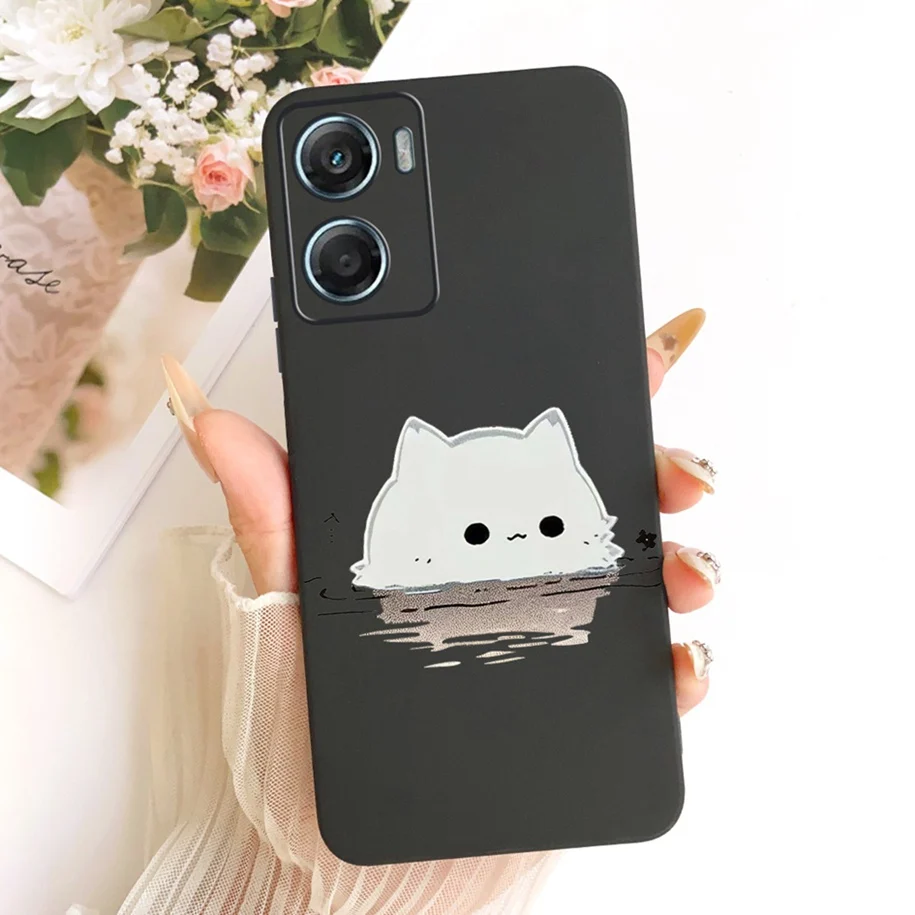 Cute Cat Cartoon Black Silicone Soft Bumper Phone Case