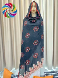 african muslim women scarf Luxury Scarf High Quality 100% Cotton Dubai African Women Islamic Scarf Embroidery