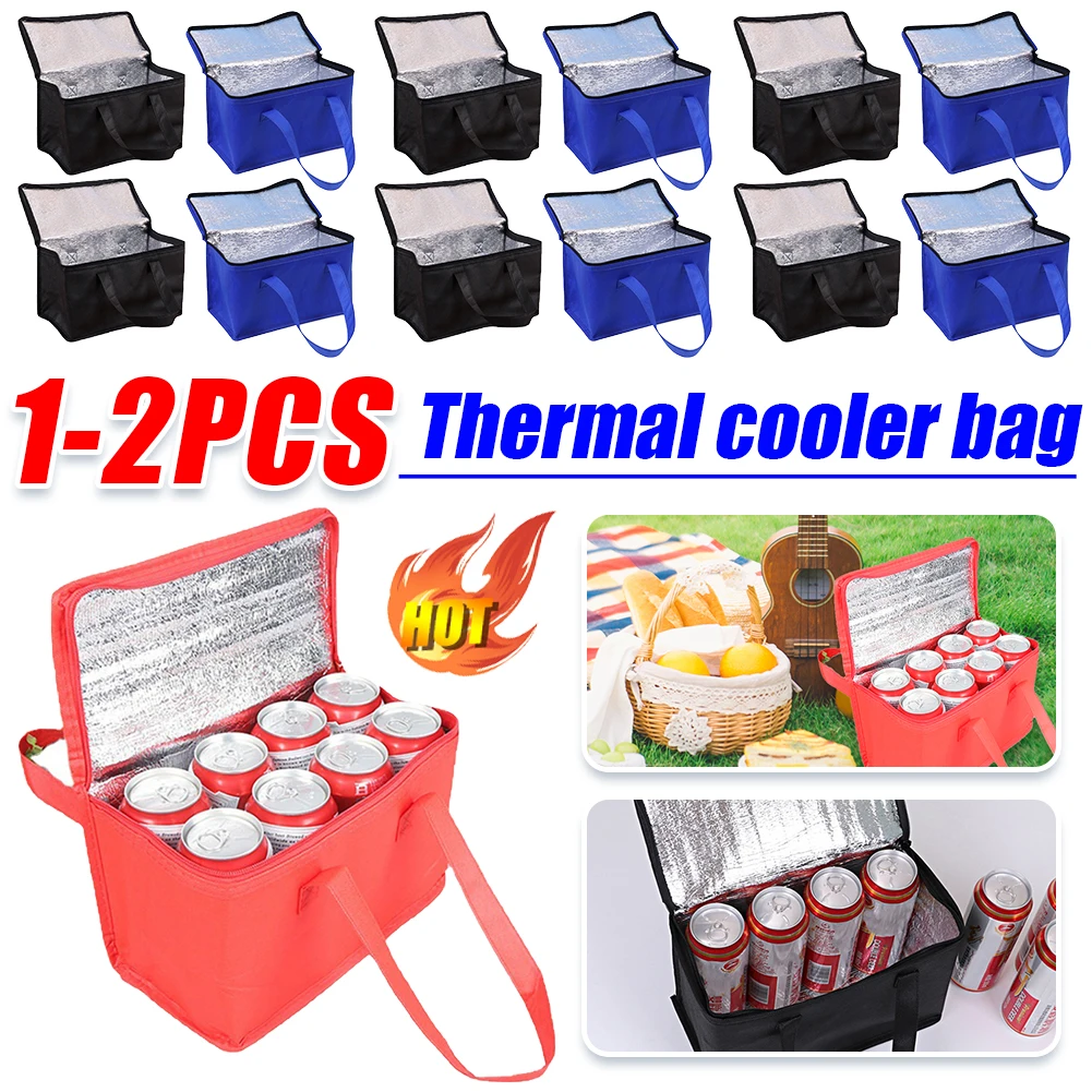 Portable Lunch Bag Picnic Bag Food Thermal Drink Carrier Insulated Beer Delivery for Beach Picnic Road Trip Travel