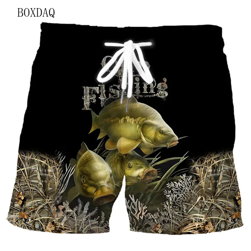 Fashion Fishing Men's Shorts Summer 3D Fish Printed Beach Casual Shorts 6XL Plus Size Man Clothing Street Elastic Waist Shorts 2
