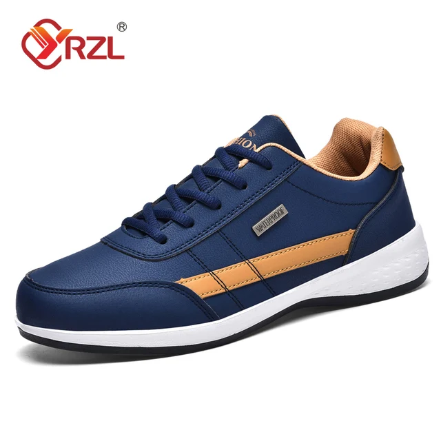 YRZL Men Shoes Spring Autumn Waterproof Walking Sneakers Leisure Male Leather Sports Shoes Non-Slip Footwear Tennis for Men 1