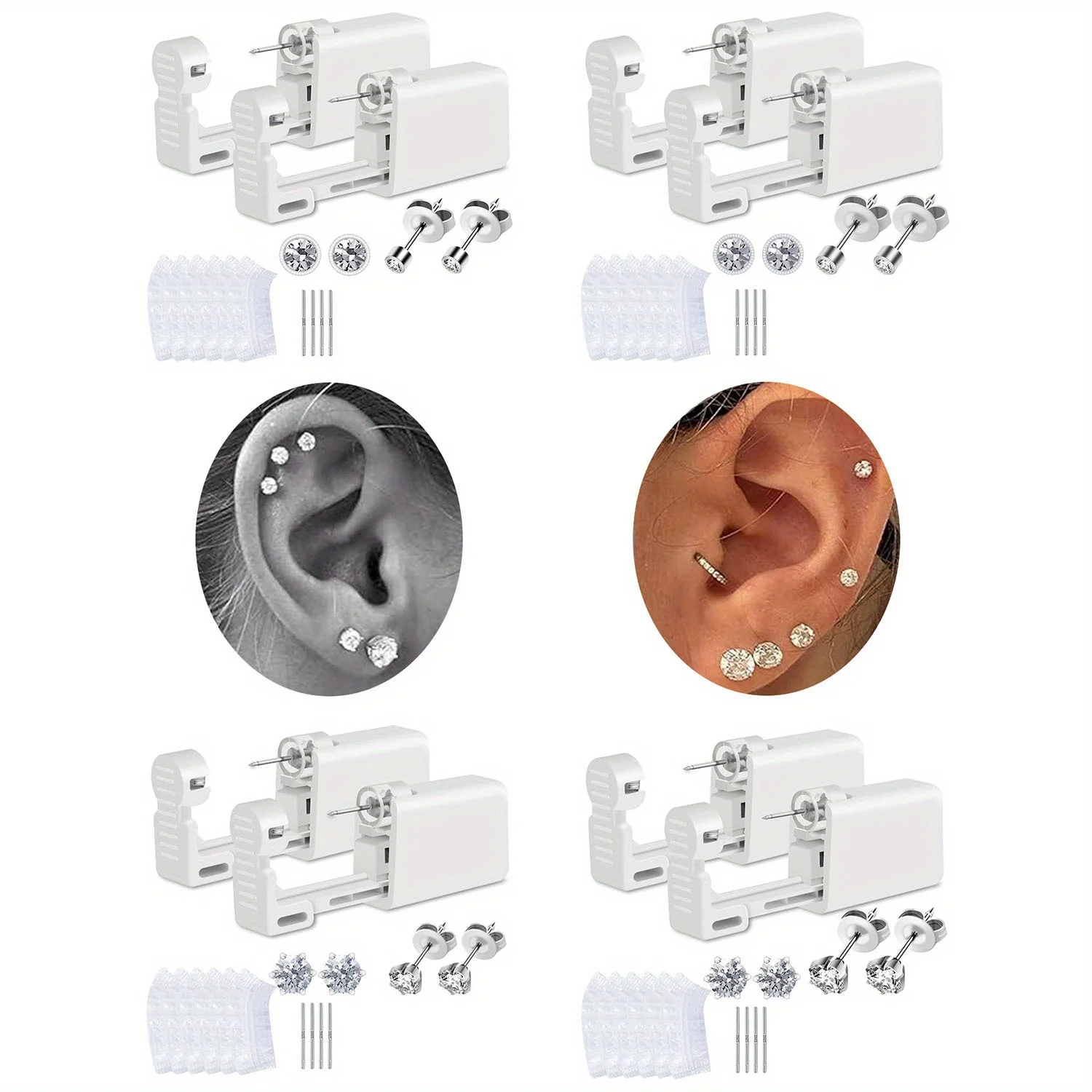 Premium Stainless Steel Ear Piercing Kit with Preloaded Studs and Waterproof Covers