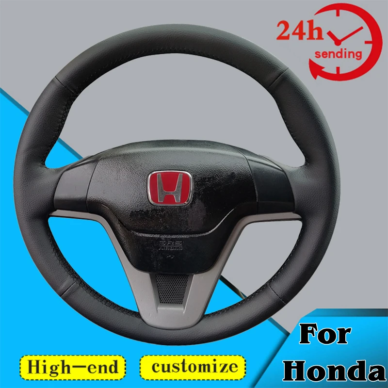 

Custom Genuine Leather Car Steering Wheel Braid Cover 100% Fit For Honda CRV CR-V 2007 2008 2009-2011 Auto Interior Accessories