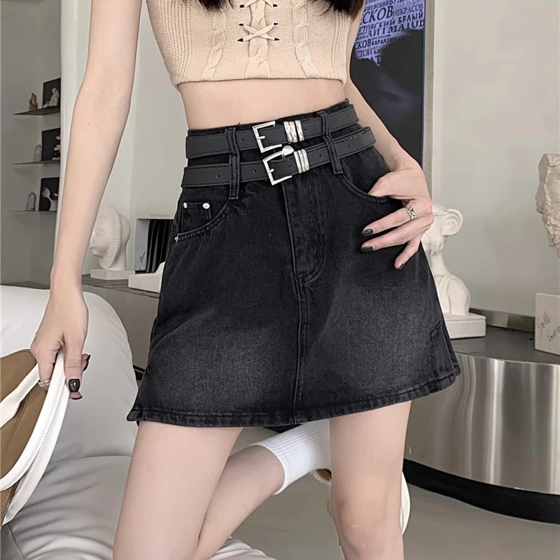High-waisted denim bustier female summer new spicy skirt high waist loose thin a word package hip short skirt tide