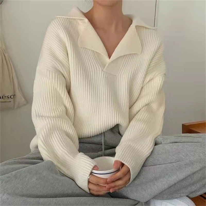 JMPRS Pullover Women Sweater Solid Autumn New  Designed Korean Knitted Jumper Casual Long Sleeve Loose Female Sweater Coat green sweater