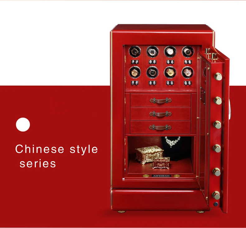 Sfef018ad3f024f03b522e13b9ab26763E Luxury Automatic Watch Winder Safety Box Watch Safe Box Fo Deposit/watch/jewelry/antique Guard Against Theft Case Strong Box