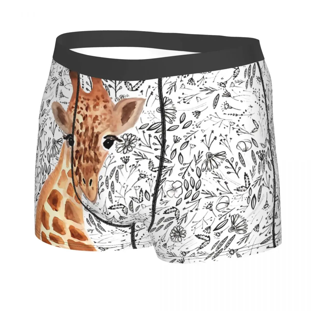 Watercolor Giraffe Men Boxer Briefs Animal Breathable Creative Underpants High Quality Print Shorts Gift Idea 2