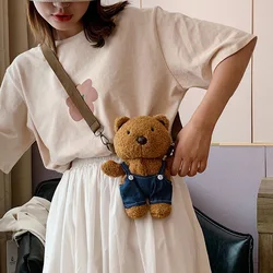Cartoon Bear Plush Backpack Children Cute Style Shoulder Bag Soft Plush Material Baby's Soft Toy Baby Girl Bag Cute Accessories