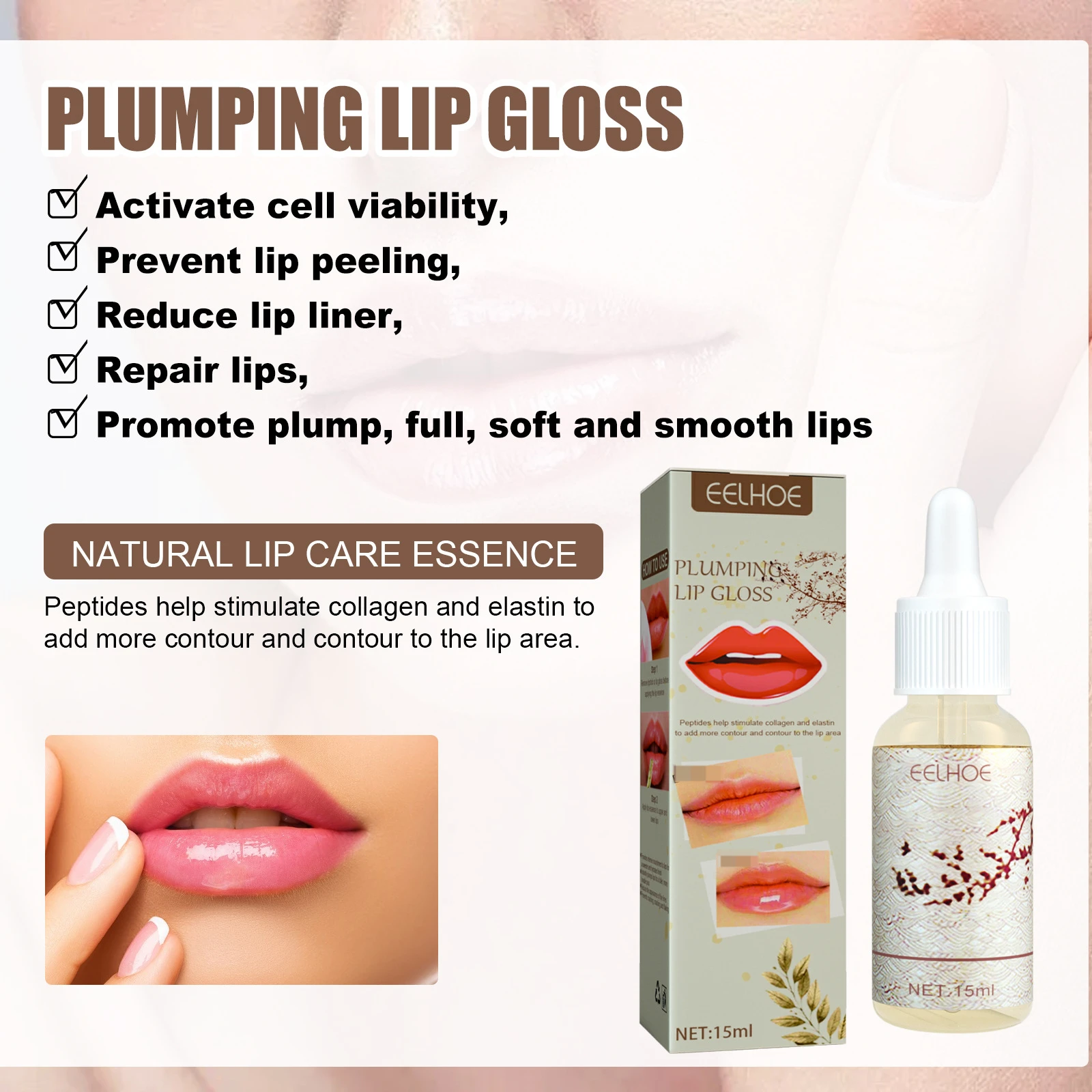 EELHOE Lip Plumping Oil Increases Plumpness and Reduces Lip Lines. Lip Plumping Oil Moisturizes Plump Lips and Wide Mouths.
