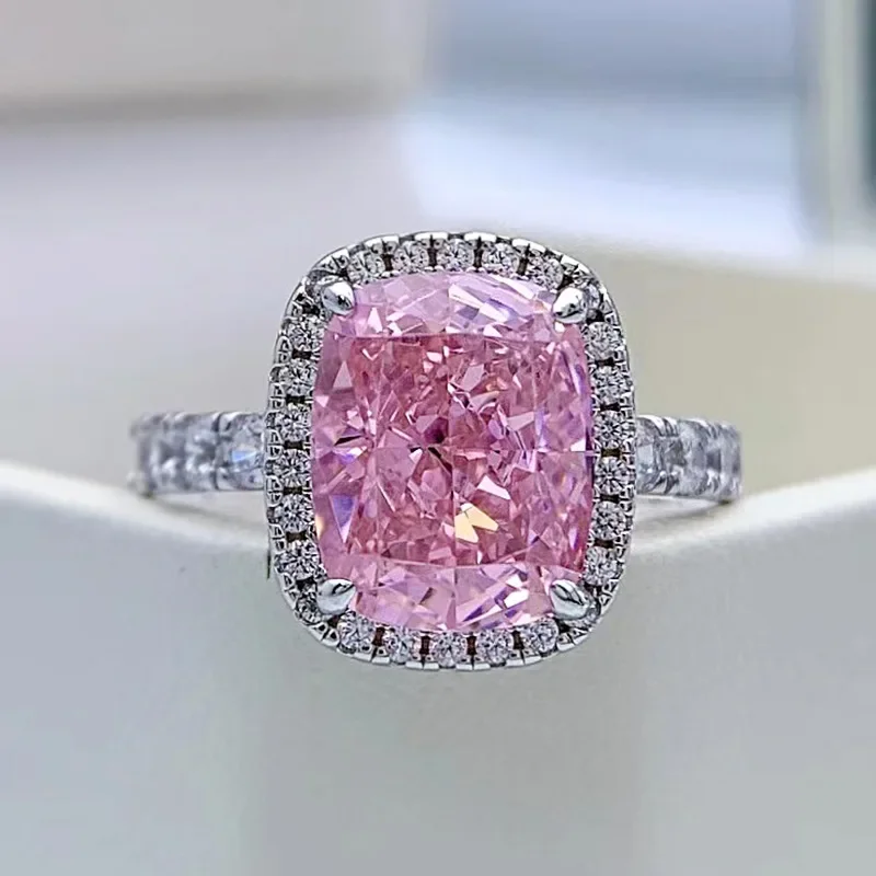 

Cushion Cut 3ct Pink Diamond Ring 100% Real 925 sterling silver Party Wedding band Rings for Women Promise Engagement Jewelry