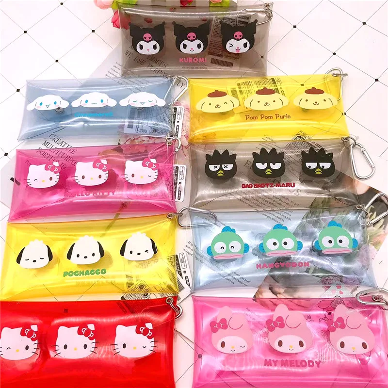 Creative Sanrio Kuromi Lengthen Transparent Waterproof Wallet Coin Purse Anime My Melody Card Bag Mini Coin Purse Present 50pcs thickened silicone transparent card holders id holder employee s card set