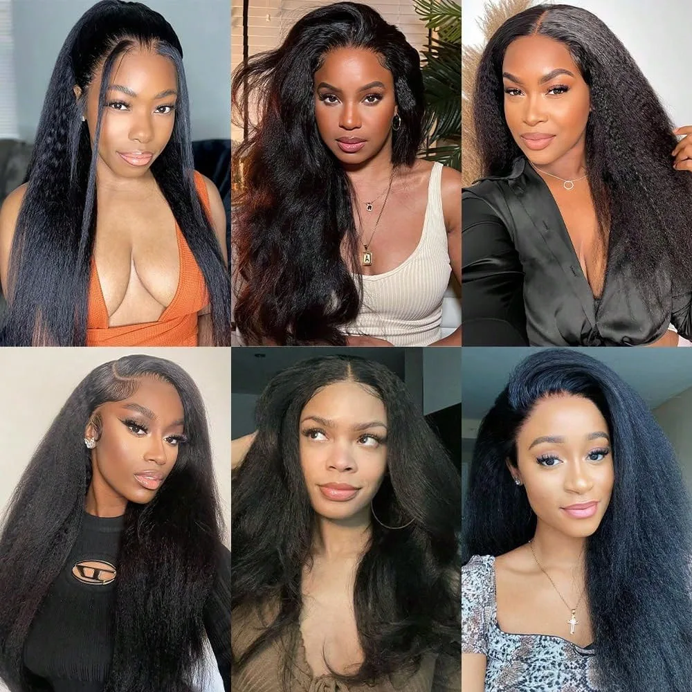 Kinky Straight 13x4 Lace Front Human Hair Wigs For Women Brazilian Bone Colored Straight 5x5 Transparent Lace Frontal CurlyWig 4
