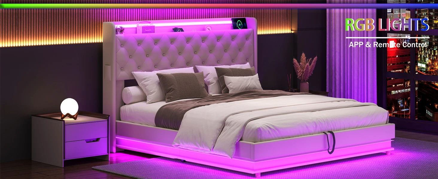 led bed frame modern bed frame full size with storage