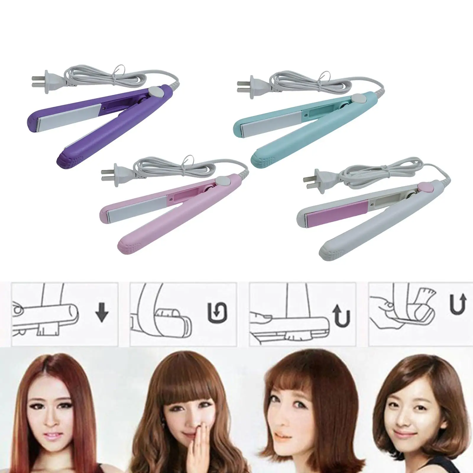 Portable Mini Hair Straightener Flat Iron Curler DIY Hair Styling