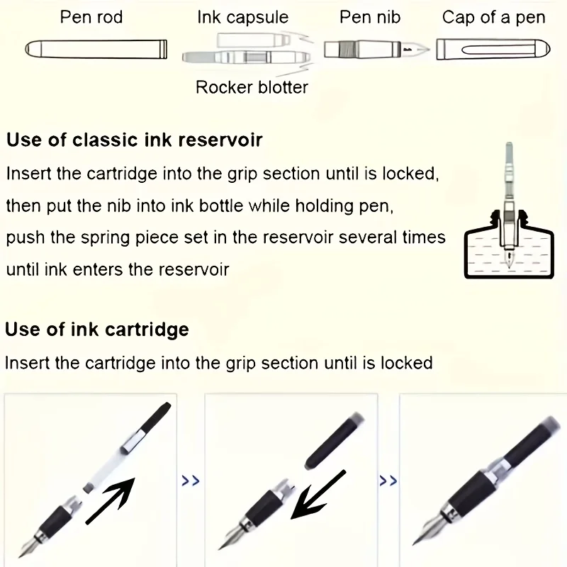 150잉크 카트리지 3.4MM 만년필 잉크 카트리지, 3.4mm 리필 학교 사무용 문구류 칼리버 잉크 카트리지, 잉크펜용, 블랙