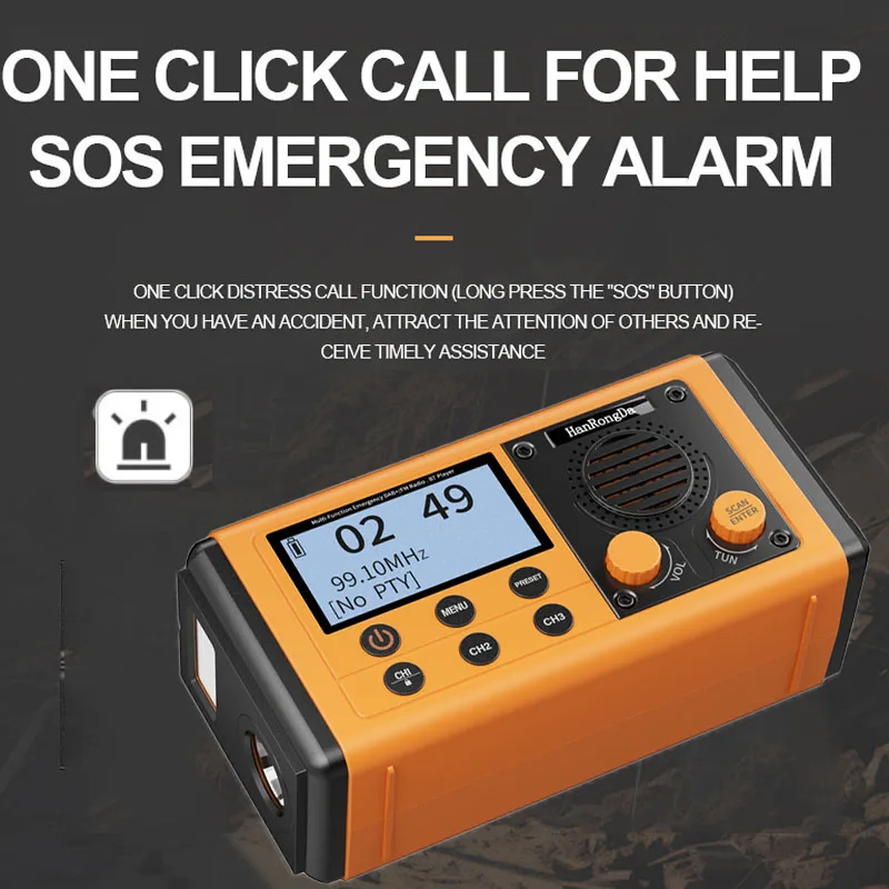 Portable Emergency Radio Solar Hand Crank DAB/FM Radios Wireless Bluetooth Speaker with Reading Lamp Flashlight Sleep Timer