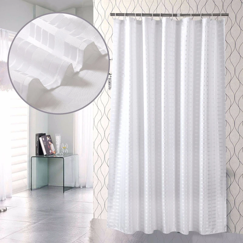 White Shower Bathroom Curtain Waterproof Thick Solid Bath Curtains For