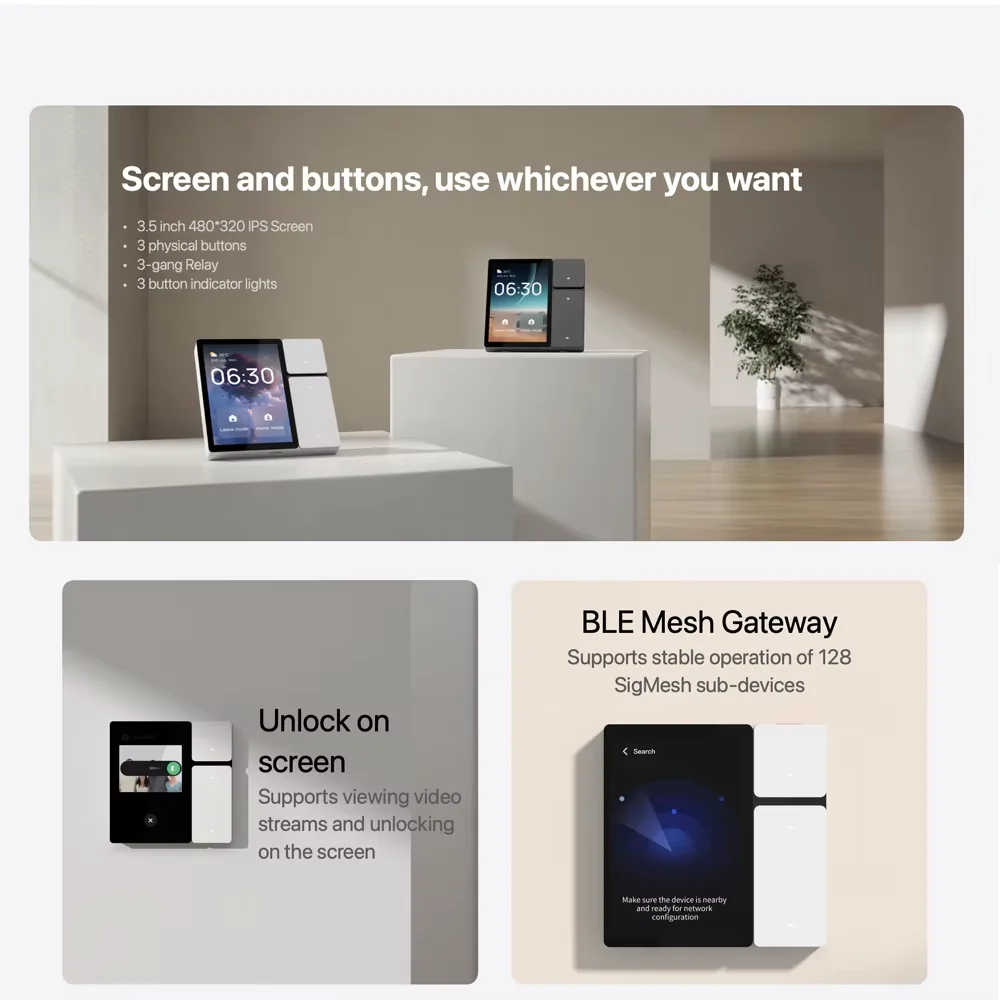 TUYA smart central control panel mini Scene mode Touch screen wifi intelligente relay Infrared remote control Bluetooths Sigmesh 4