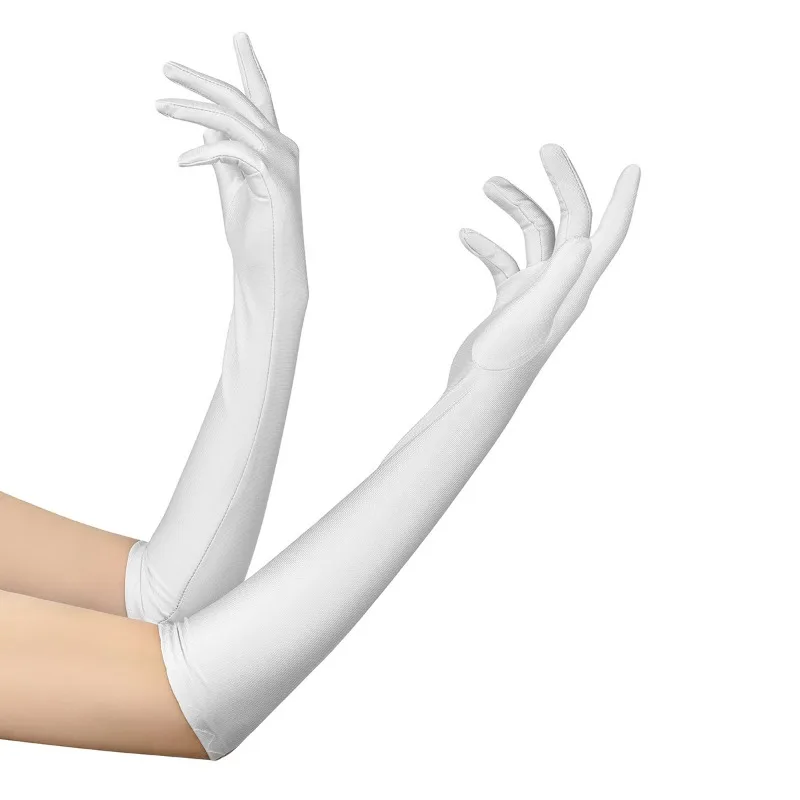 Women Solid Fashion Multicolor Spandex Long Gloves 53cm Wedding Cosplay Masquerade Party Elasticity Accessories Props