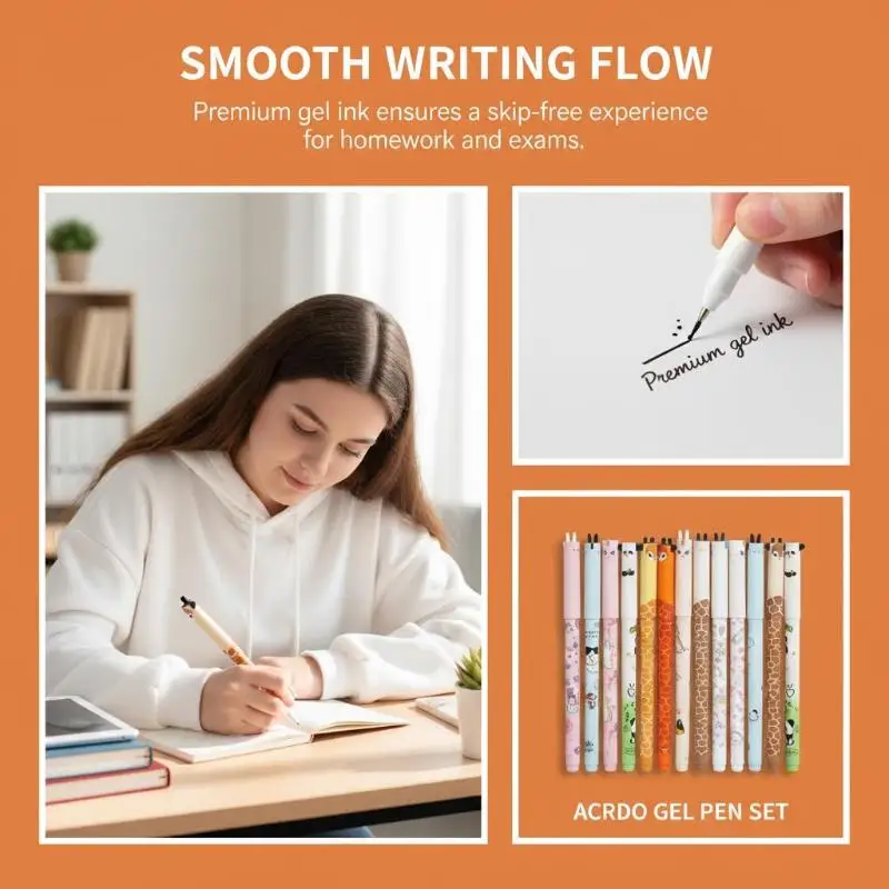 6/8/10Pcs Cute Writing Tools Animal-Shaped Erasable Pens For Journaling Writing Office Supplies Gift Ideas Office Stationery - 6