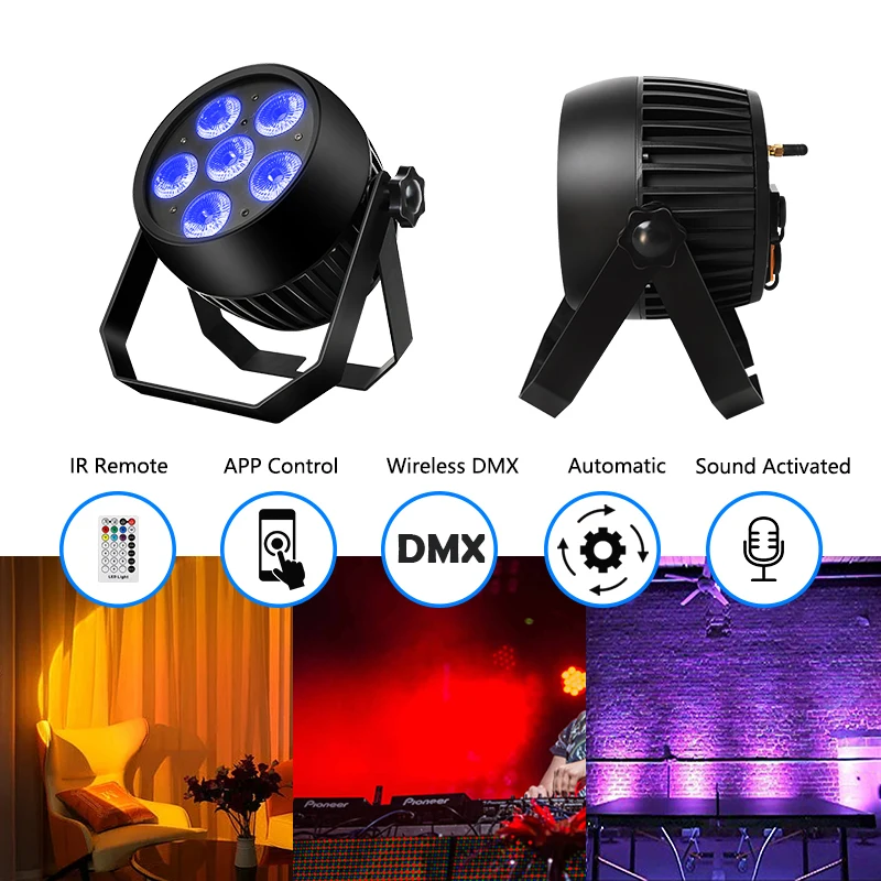 

Stage LED Waterproof Par Light 6*15W RGBWA UV 6IN1 Battery Par Light With Remote WiFi Wireless DMX Control For Dj Disco Party