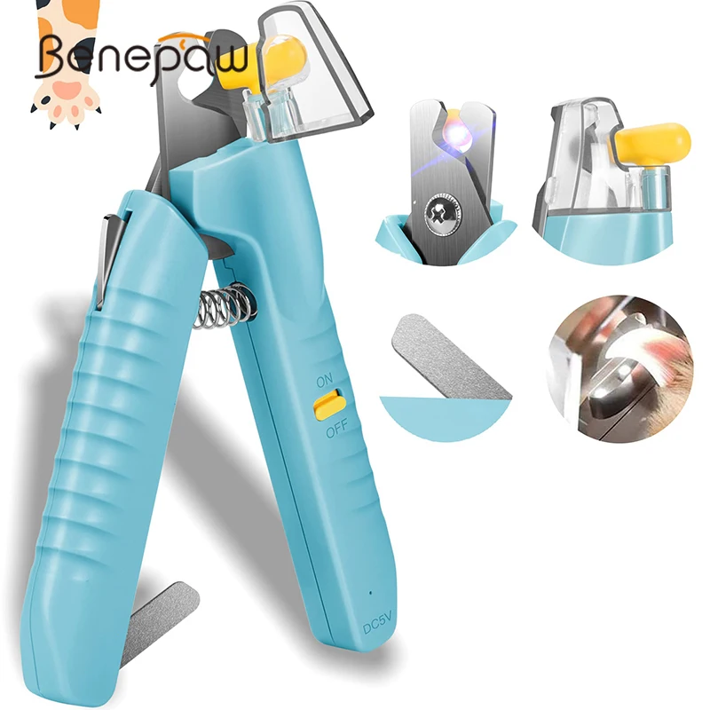 

Benepaw Sharp Dog Nail Clippers LED Light For Bloodline Durable Blade Pet Paw Trimmer Cat Puppy Grooming Tool USB Rechargeable