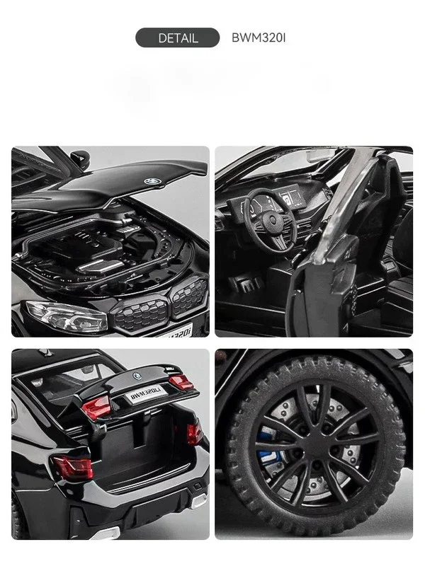 1:32 BMW 320i THE 3 G20 2023 Alloy Model Car Toy Diecasts Casting Sound and Light Car Toys For Children Vehicle 4
