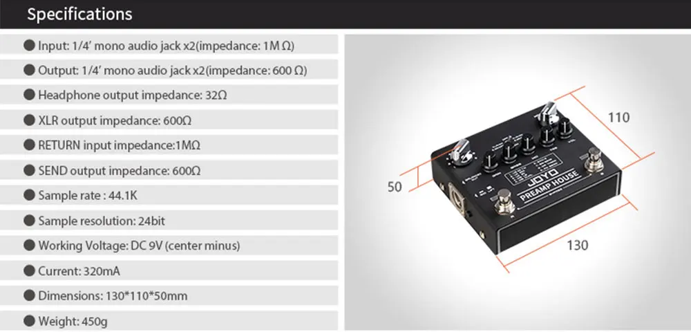 R-15 PREAMP HOUSE Cabinet Simulation Pedal Clean and Distortion Channel Dual Mod