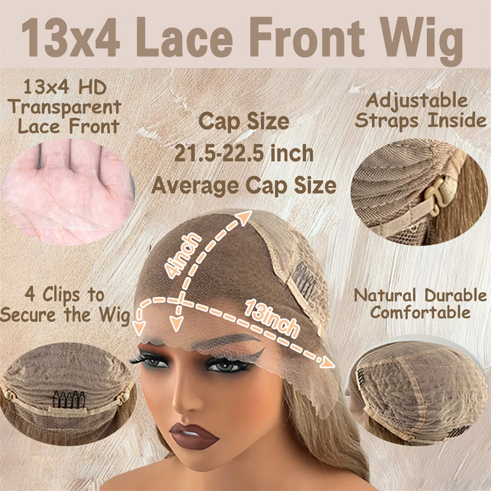 Trend Highlight Beige Blonde Wig Human Hair 13x4 Transparent Lace Front Human Hair Wigs Balayage Pre Plucked Remy Human Hair Wig 6