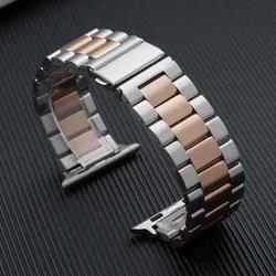 Premium Stainless Steel Watch Strap Bracelet - Elegant and Durable Design for Series 11 42MM (Silver - Rose Gold)