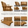 Wooden Porch Swing 2-Seater Heavy Duty 880 LBS Cupholders Outdoor Patio Garden Comfort Adjustable Springs Chains Assembly 6