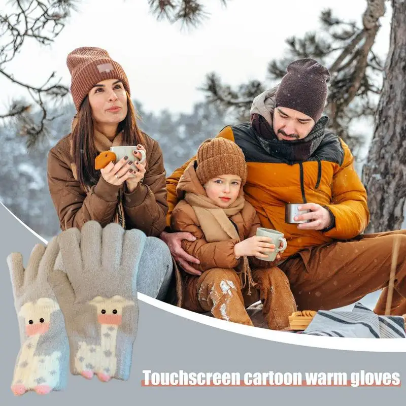 Winter Gloves Cold Weather Full Finger Cartoon Warm Winter Mittens Texting Warm Gloves Cycling Driving For Working Skiing