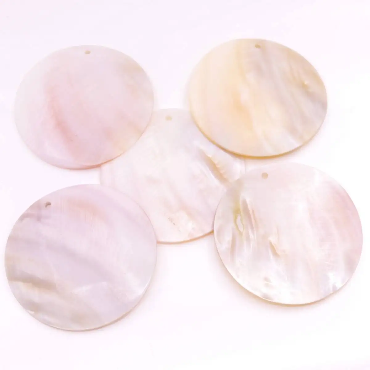 5PCS 60mm Round Disc Natural  White Brown Mother of Pearl Shell Pendant Charms Crafts