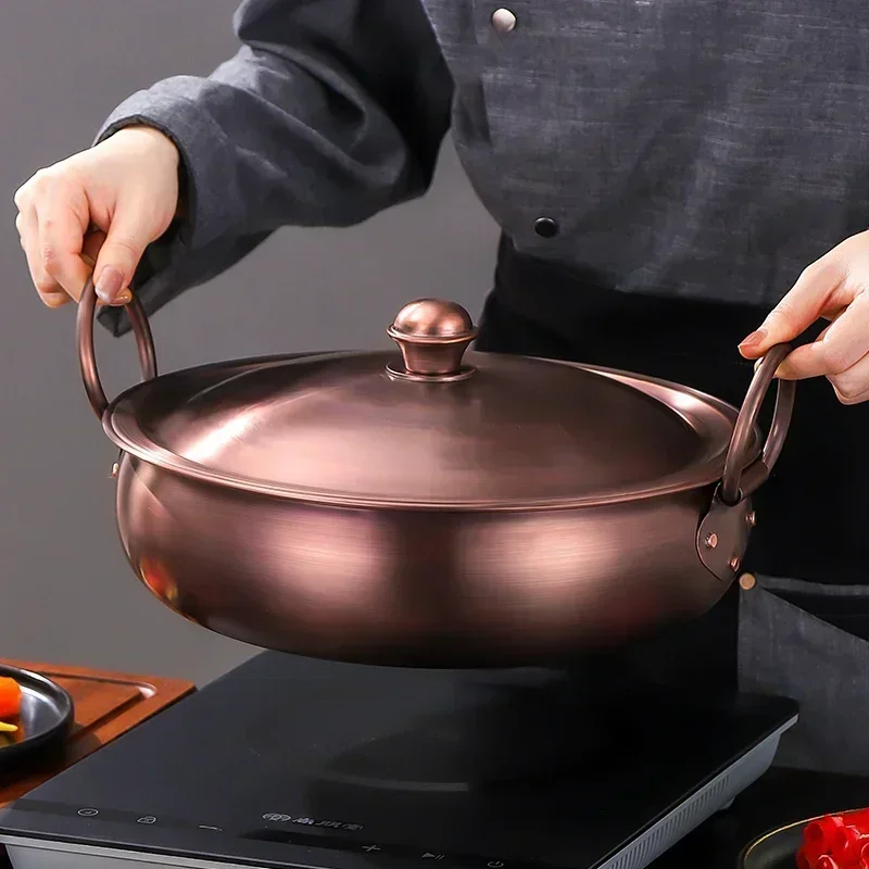 Vintage Style Pure Copper Hot Pot: Double Flavor, Large Soup & Stock Pots, Handcrafted, Universal Cooking Range, Stylish Design - Image 3