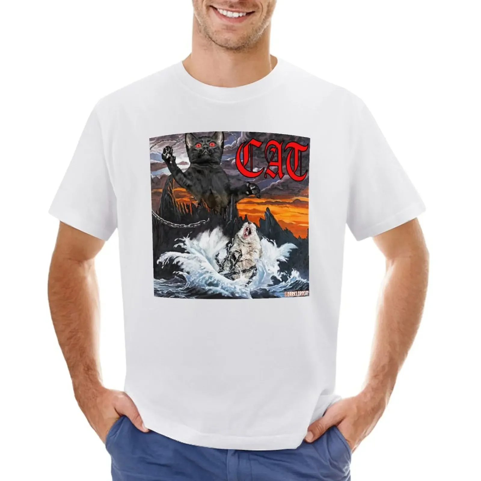 

HOLY CAT T-shirt plus sizes plain vintage mens clothes