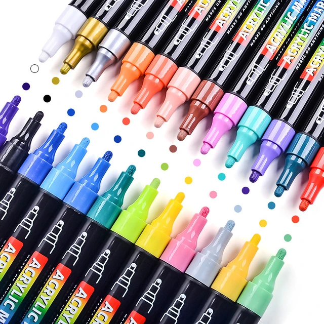 Dengmore Acrylic Paint Marker Pens 180ml Acrylic Marker Waterproof Quick Drying Watercolor Pen Set Water Soluble Pigment Graffiti Art Painting Acrylic