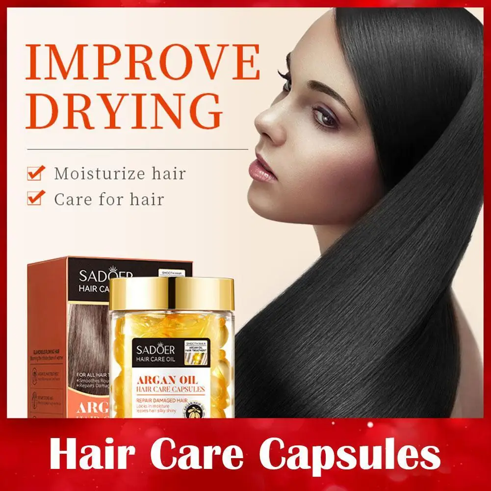 Argan Oil Hair Care Capsules Lock Im Moisture Serum For Damaged Frizzy Hair Hydrating Frizz Ease Silky Shiny Essence 30pcs hair vitamin capsule hair treatment oil hair treatment