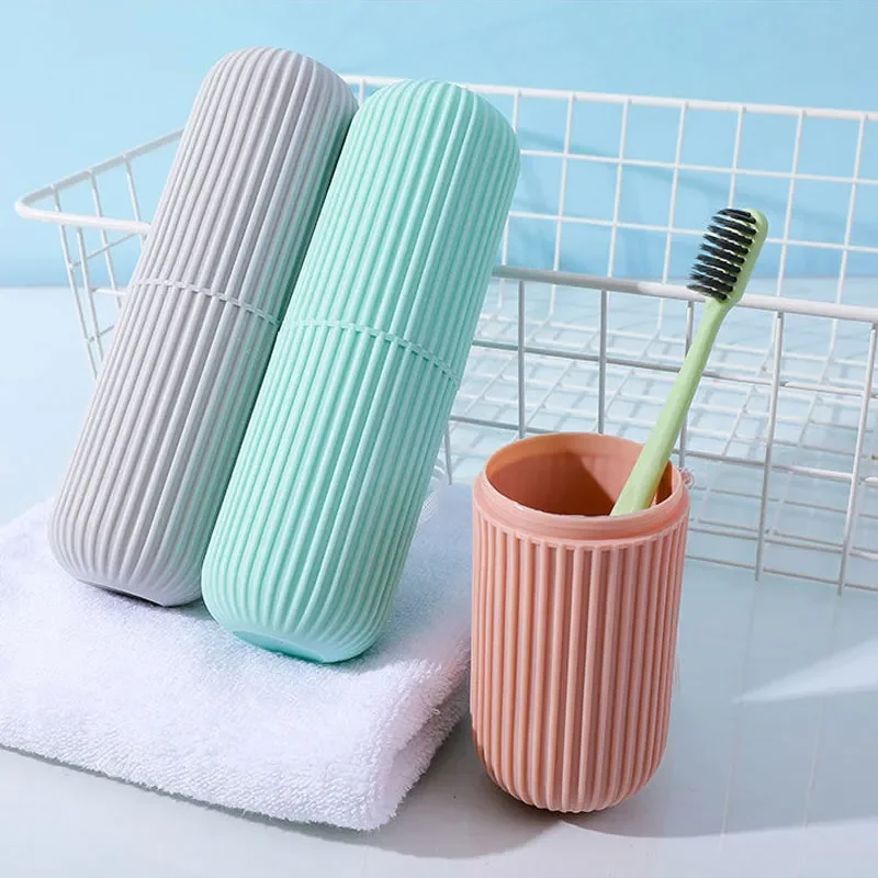 Portable Travel Toothbrush Case With Mouthwash Cup For Bathroom_voghion.com