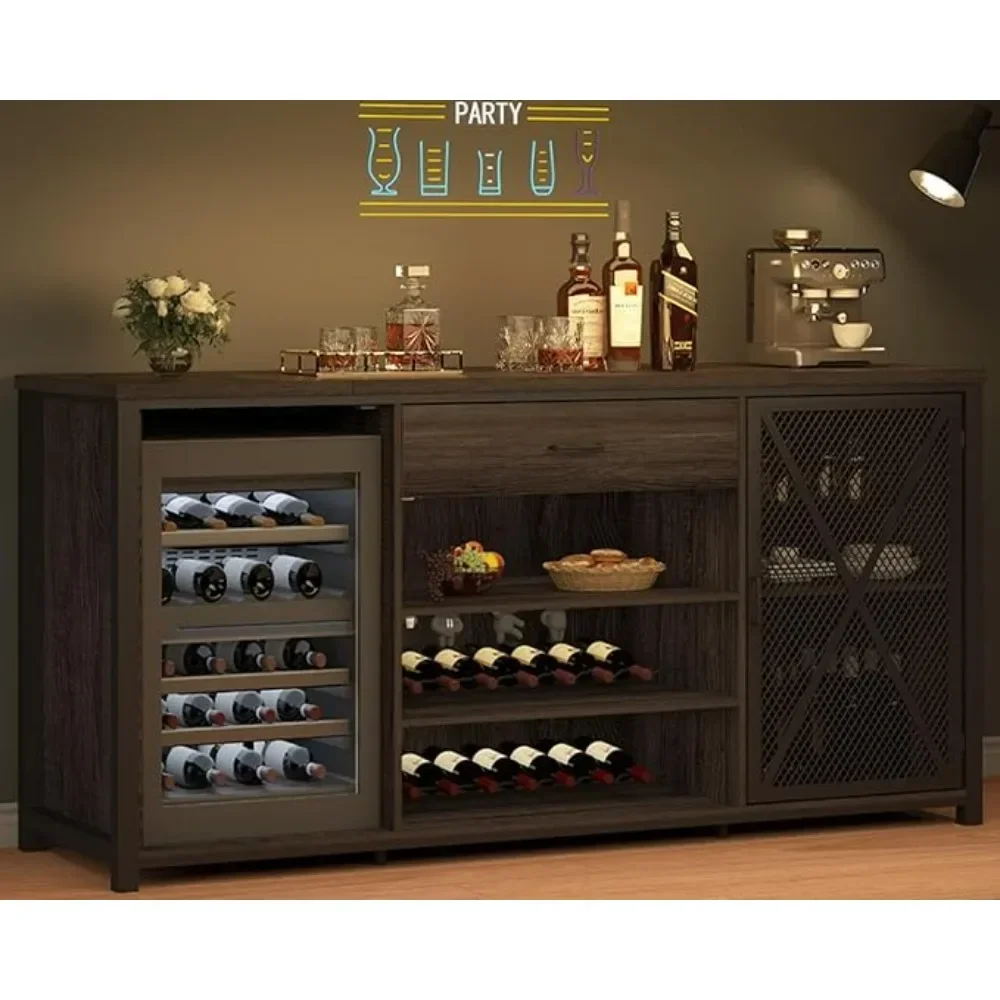Bar Cabinet with Fridge Space, Liquor Cabinet with Drawers , Wine Rack, Sideboard Buffet for Kitchen Dining Room