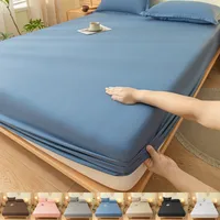 Drap-housse avec bande élastique, housse de matelas souple de couleur unie pour lit simple, Double, King, Queen, 90/120/140/150/160/180x200cm 1