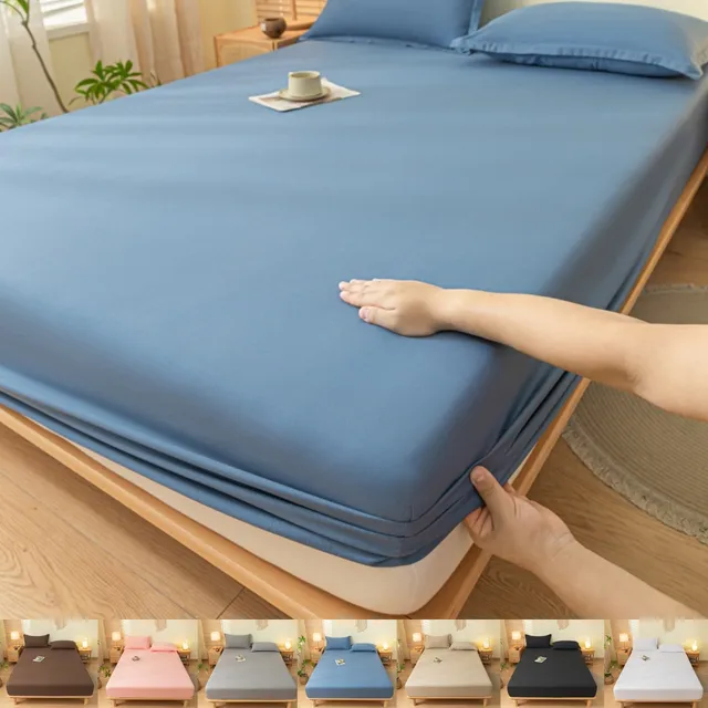 Drap-housse avec bande élastique, housse de matelas souple de couleur unie pour lit simple, Double, King, Queen, 90/120/140/150/160/180x200cm 1