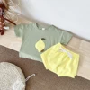 New Summer Baby Clothes Set Infant Toddler Fruit Lemon Print Round Neck T-shirt+Shorts Newborn Boys Girls Outfit Set 2PCS 4