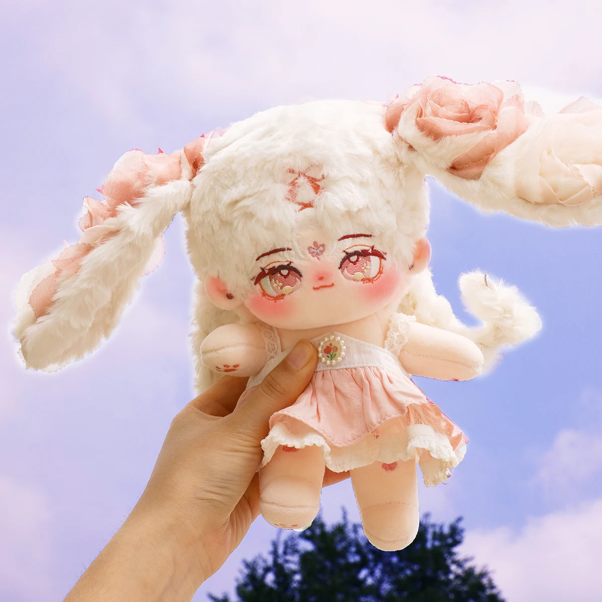 

Yue Ye Tu 20cm Cute Long Ear Rabbit Plush Skeleton Body Dolls Plushie No Attribute Cosplay Outfit Kid Xmas Gift
