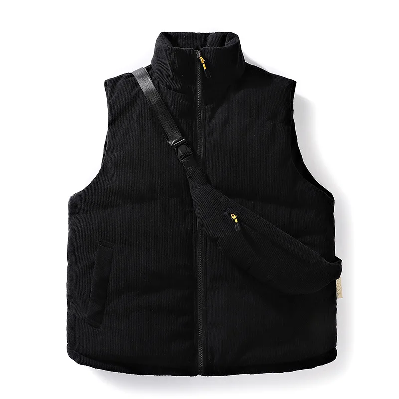 

2023 Autumn New Men's Corduroy Vest Jacket with Backpack Two Piece Set Thick Warm Men Sleeveless Waistcoat Fashion Vests