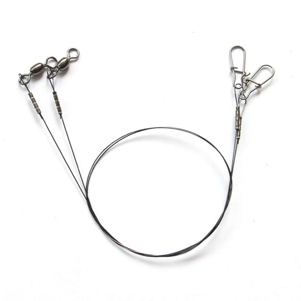 Fishing Accessories Fishing Tackle Fishing Swivels Fishing Line Connectors 2x Fishing Titanium Wire Leader Line With Swivel Duo-Lock Snap For Predatory Fish Ti Fishing Leaders Accessories
