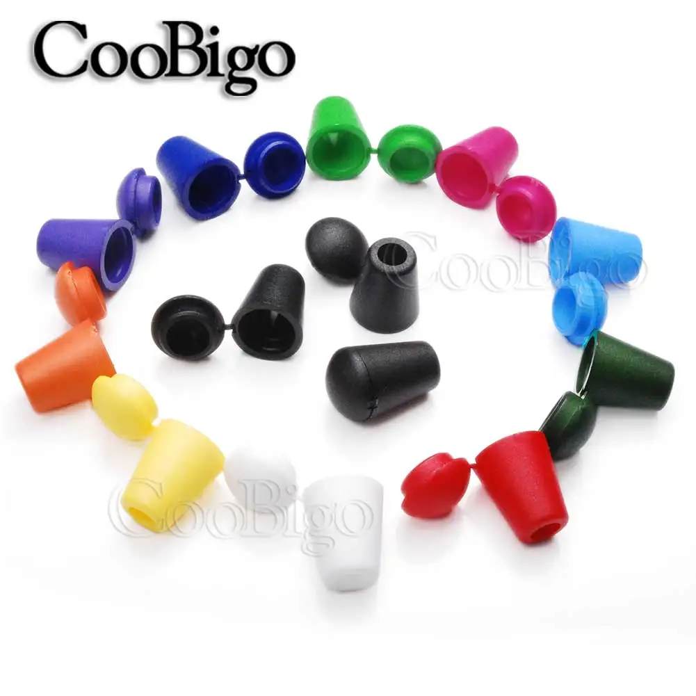 Colorful Plastic Cord Ends Bell Stopper With Lid Lock Toggle Clip 50pcs