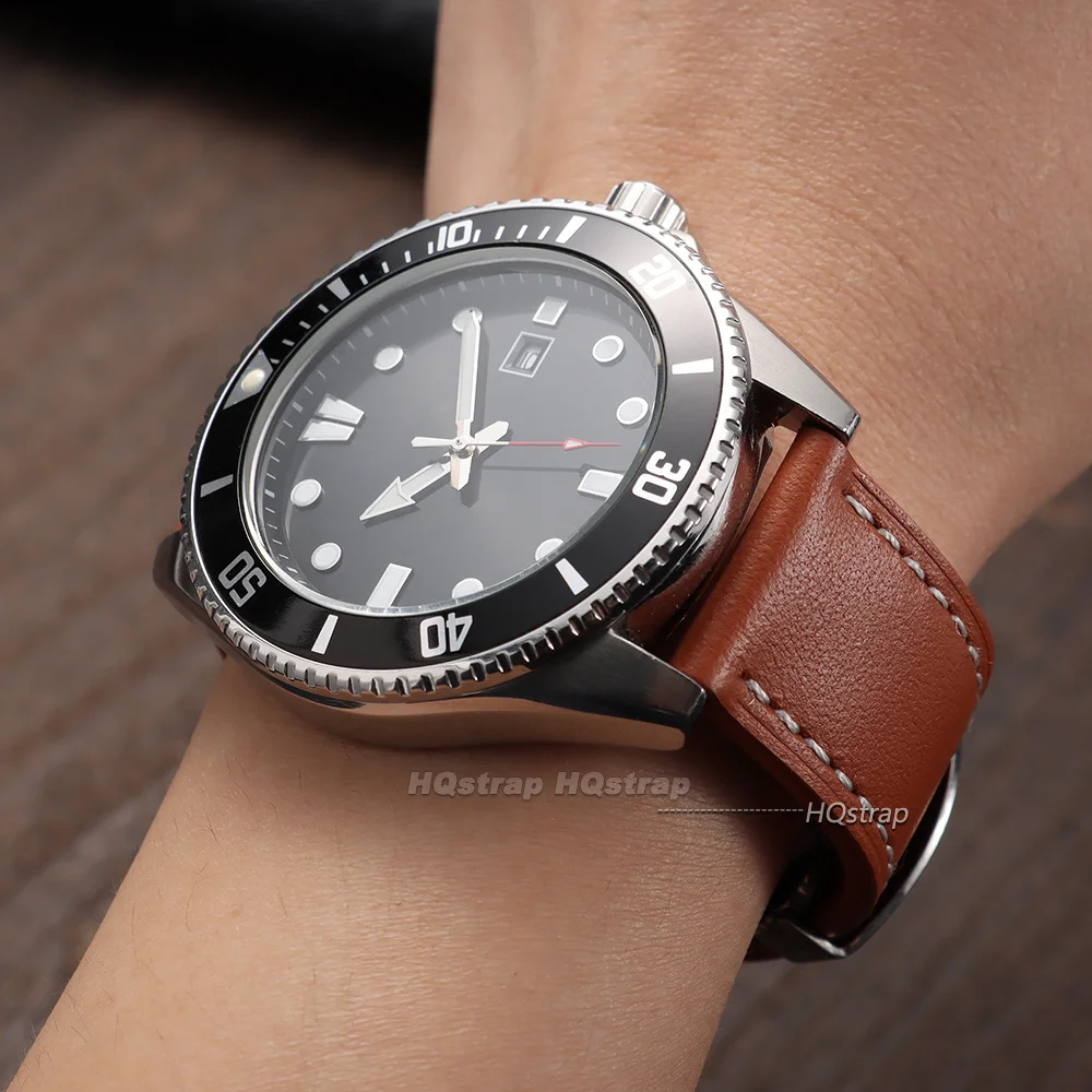 Vintage Leather Watch Strap with Butterfly Buckle and Quick Release
