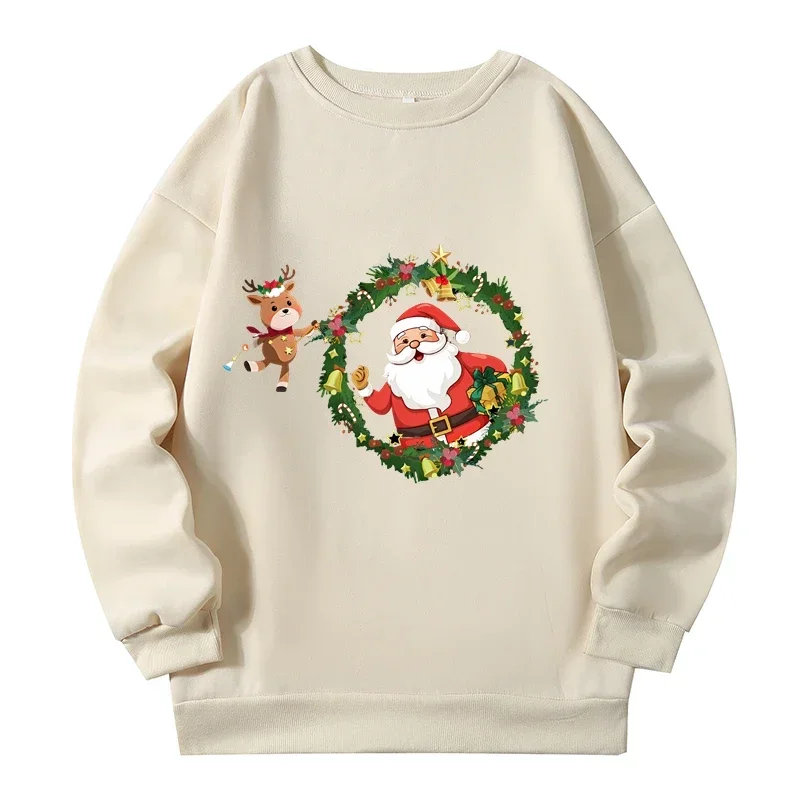 Santa Claus Plus Size Graphic Sweatshirts Loose All-match Large Size Sweatshirts Autumn Winter New 2023 Woman Clothing