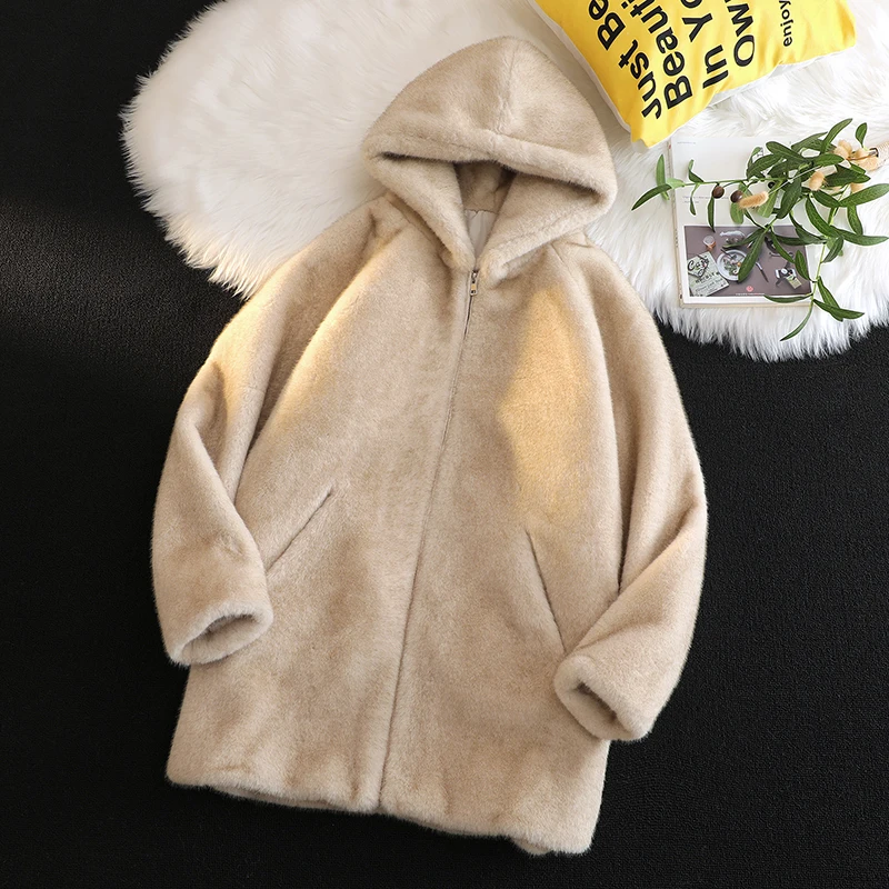 

Velvet blanket style artificial fur environmental mink with velvet heavy jacket men's coat trend
